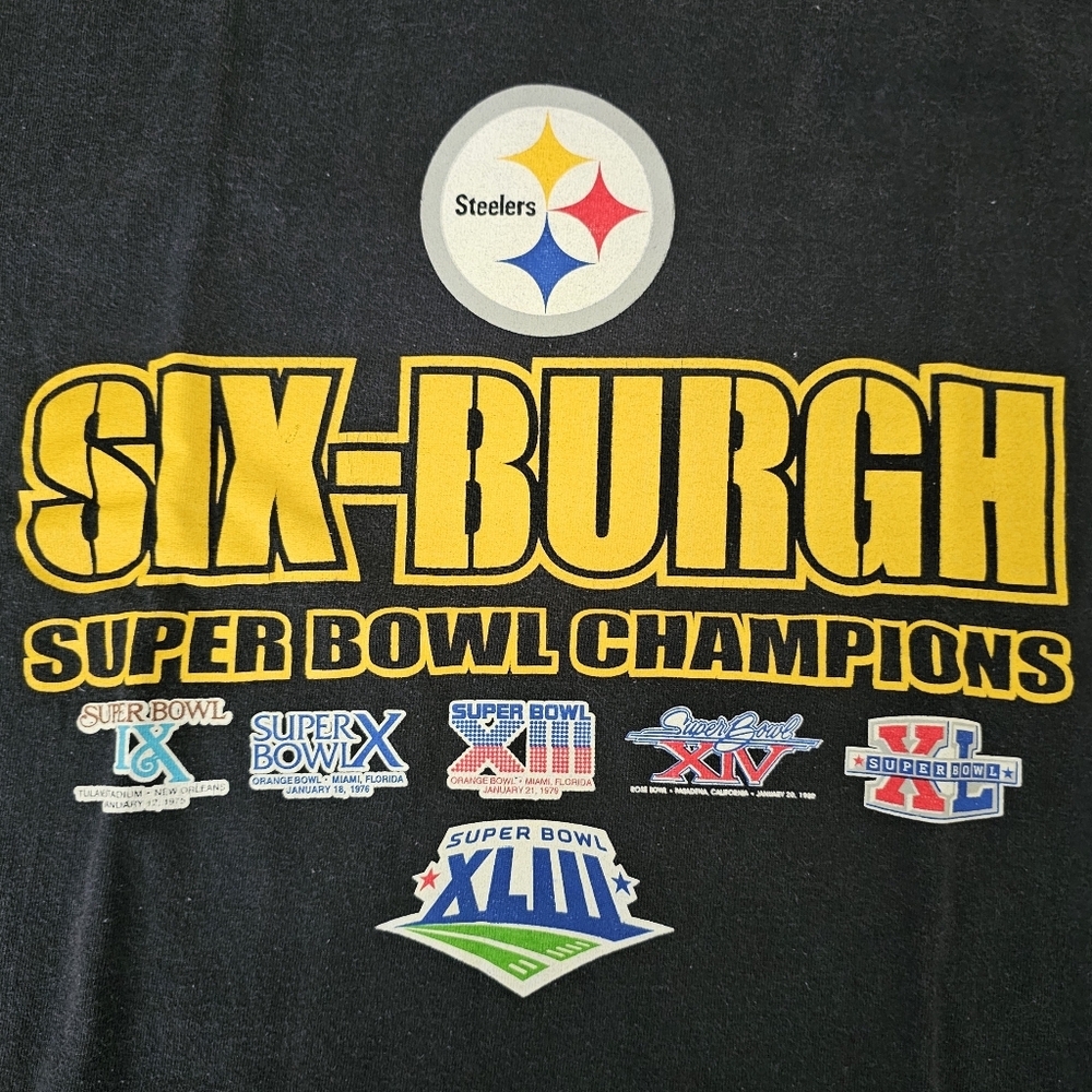NFL Pittsburgh Steelers Six-Burgh Super Bowl T-Shirt in XL